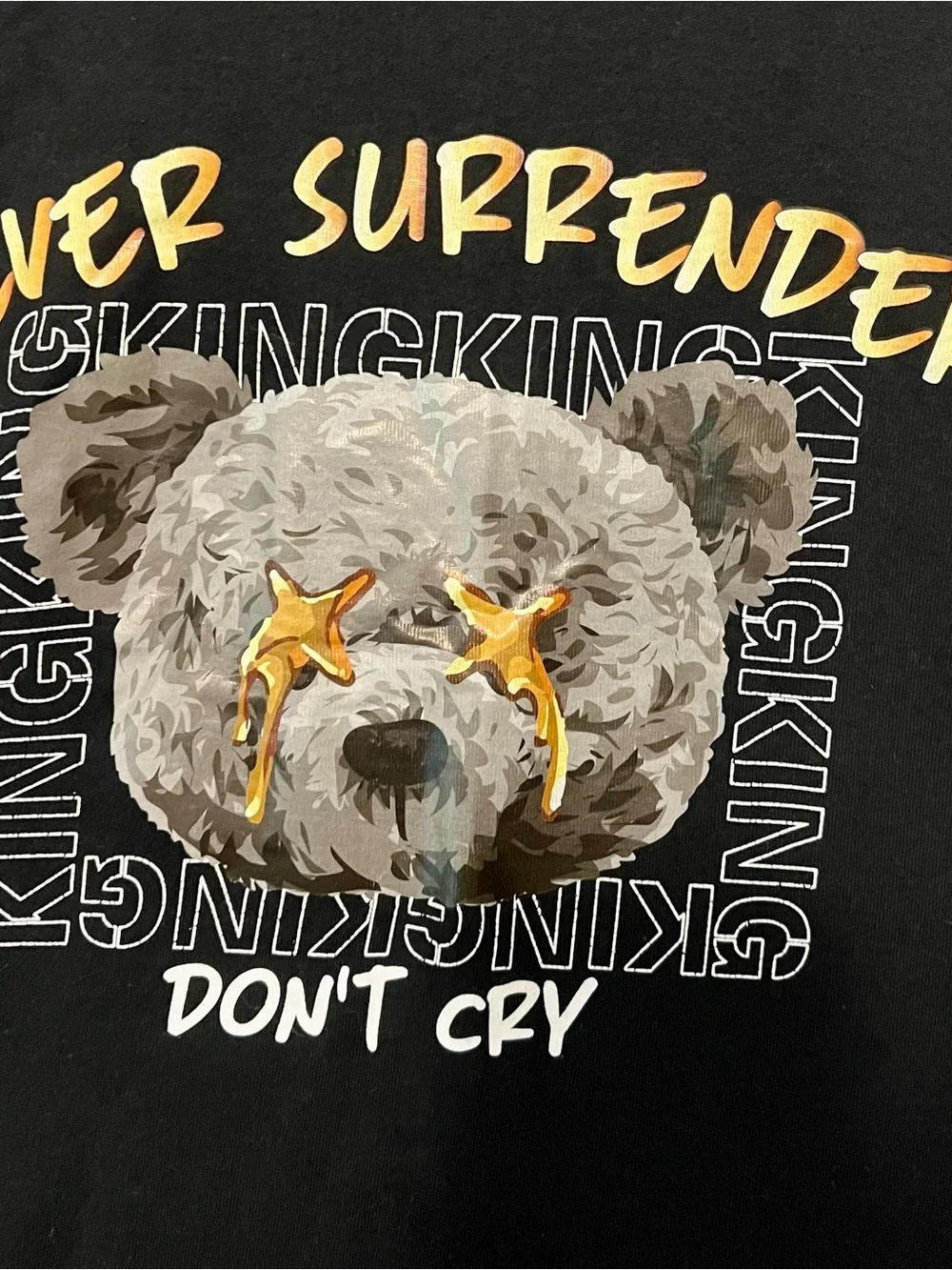Seven Souls Kids' Black 'Never Surrender' Graphic Tee with Bear Print